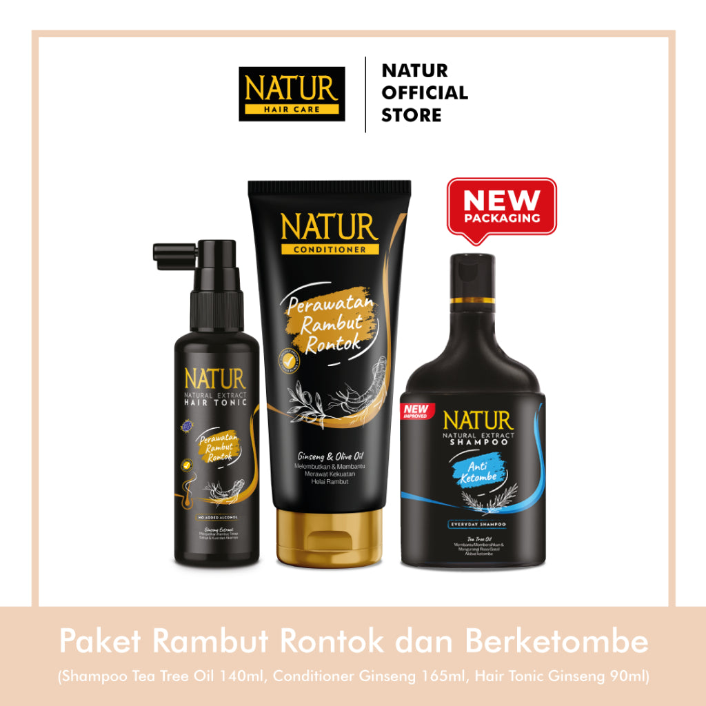Paket Rambut Rontok dan Berketombe - Shampoo, Conditioner, Hair Tonic Rambut Rontok dan Ketombe