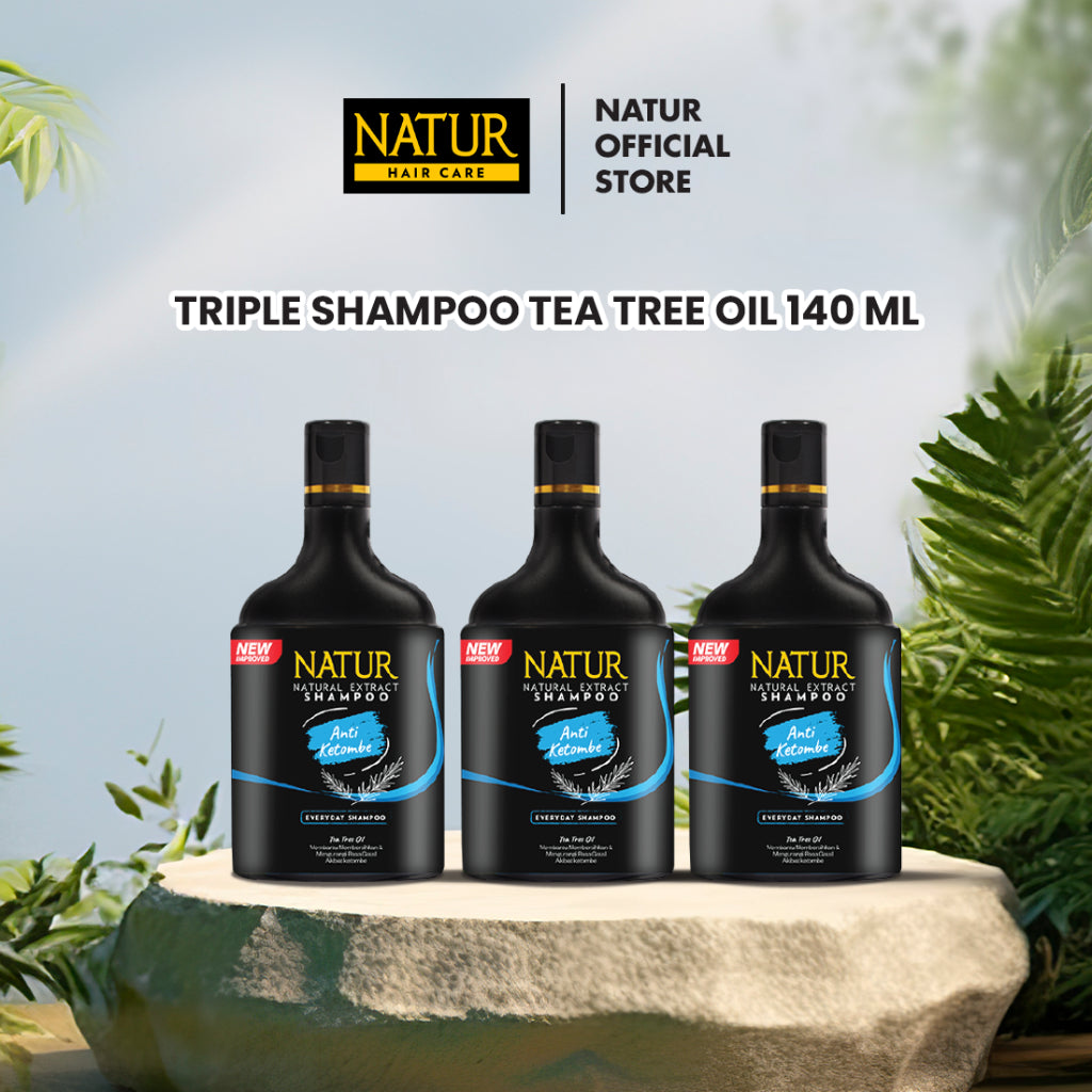 Triple Natur Hair Shampoo Anti Dandruff 140 ml - Paket Sampo Anti Ketombe 3pcs