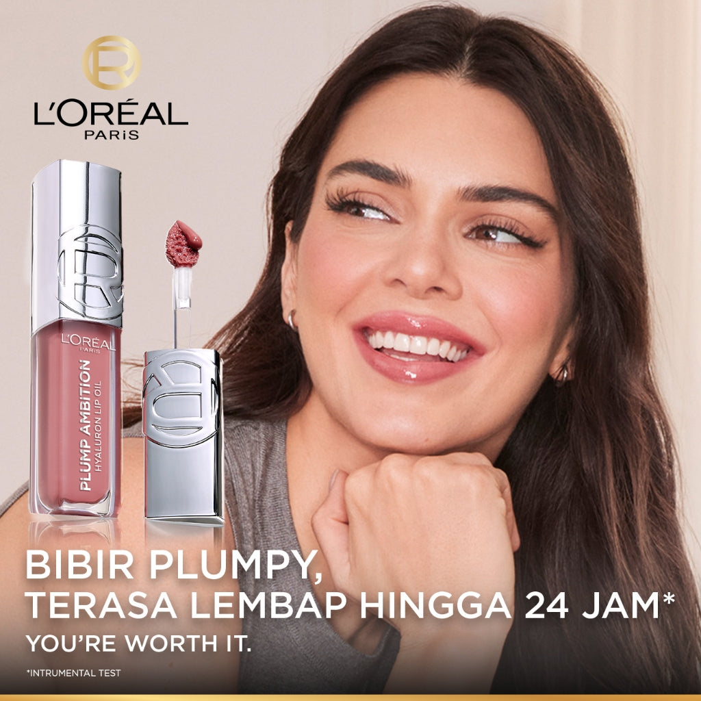 [BARU] L'Oreal Paris Plump Ambition Lip Oil - Instant Plump Hyaluronic Acid & Tripeptide Tahan Hingga 24 Jam, Bibir Plumpy & Lembab, Tidak Lengket | Lip Gloss Lip Plump