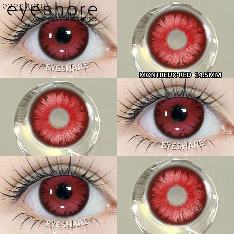 Eyeshare Softlens Cosplay Red 14.5mm 1Pasang Big Eyes Halloween Colored Contact Lenses