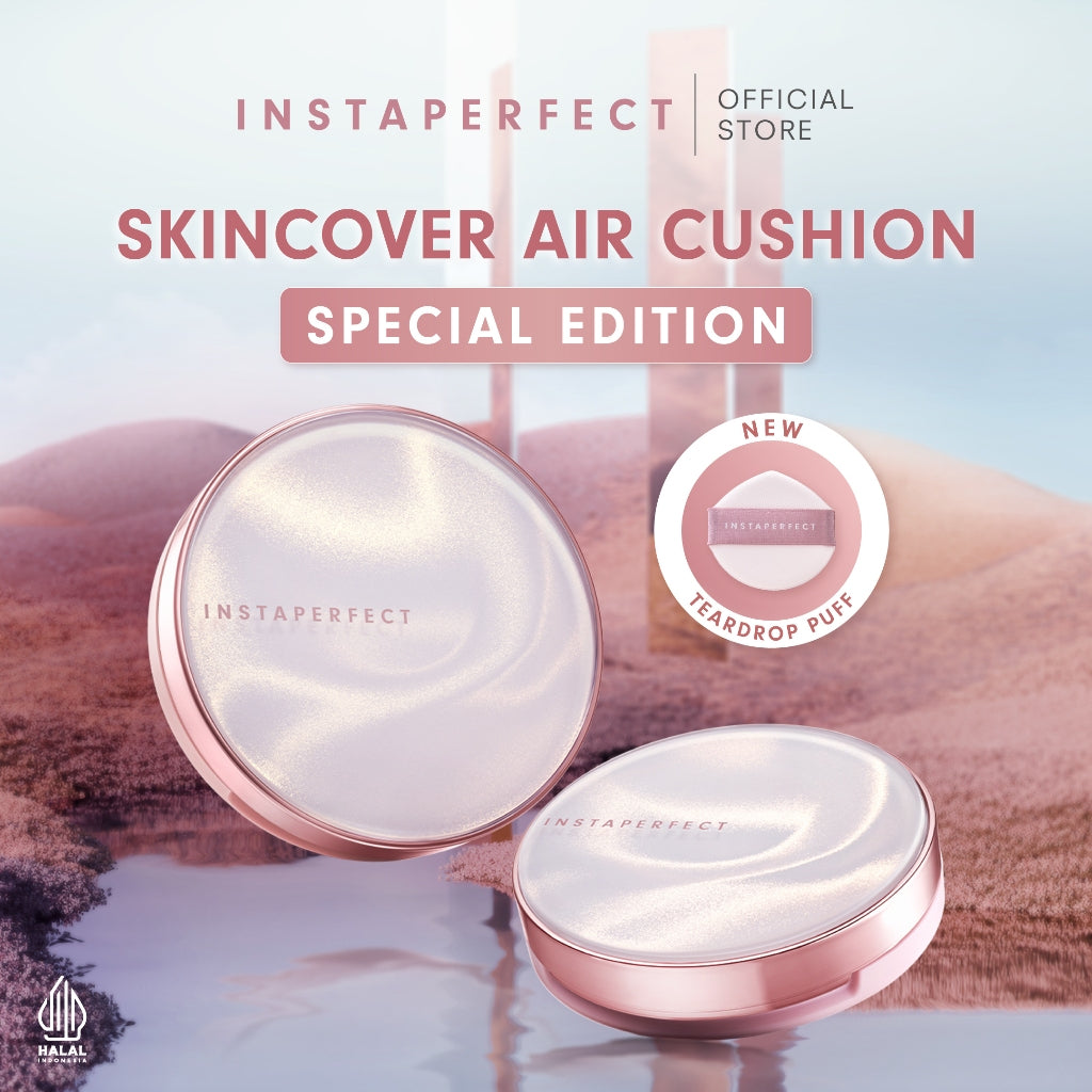 SPECIAL EDITION Instaperfect Skincover Air Cushion SPF 50++++ 11g - Make Up Cushion Foundation Blurring Semi Matte Finish (Real Skin Buildable Coverage, Transferproof, Non Comedogenic)- Bedak Foundation Tahan Lama