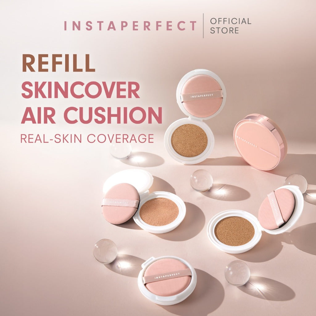 Instaperfect Refill Skincover Air Cushion 11 g (Real Skin Buildable Coverage, Transfer-Resistant, SPF 50 PA++++)- Bedak Foundation Muka Tahan lama