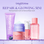Glad2Glow Cerah&Pulihkan Bundle all in 1 7in1 Glowing skincare Brightening Set-Pulihkan/Cerah Krim+Cerah/kulit halus Serum+Pulihkan cleanser+Cerah Toner whitening Moisturizer facial wash Pelembab skincare 1 set lengkap G2G glad2glow official store