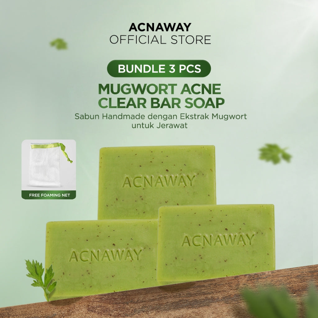 ACNAWAY Mugwort Acne Clear Bar Soap - Sabun Organik Natural Acne Soap untuk Jerawat Badan Tanpa Paraben & Alkohol with Sulfur Calamine Herbal