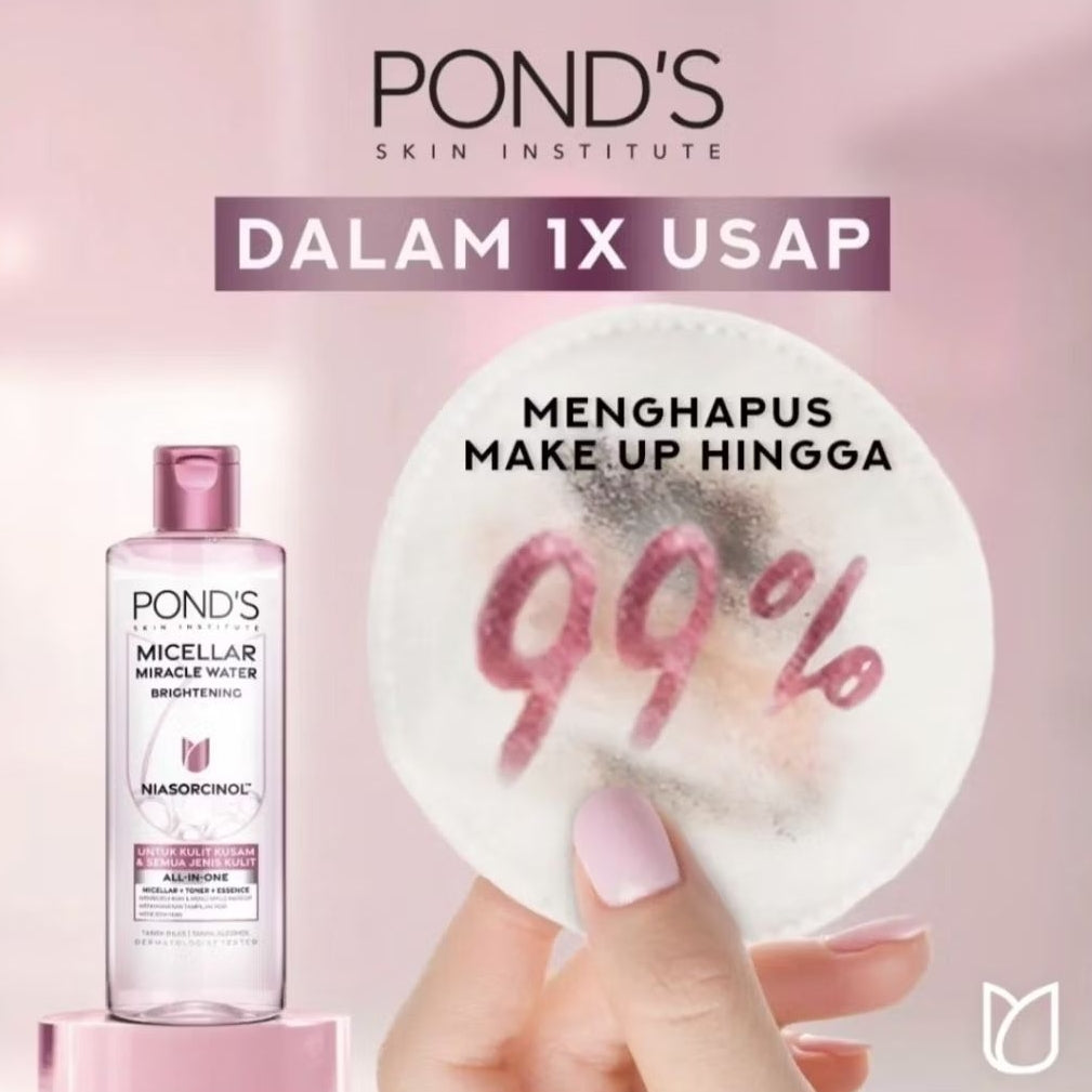 Ponds Micellar Water Miracle Niasorcinol Pembersih Makeup Mencerahkan 100 ml