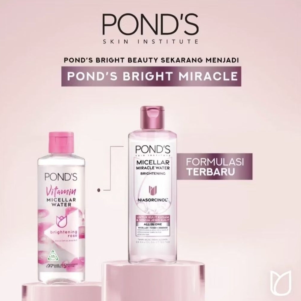 Ponds Micellar Water Miracle Niasorcinol Pembersih Makeup Mencerahkan 100 ml