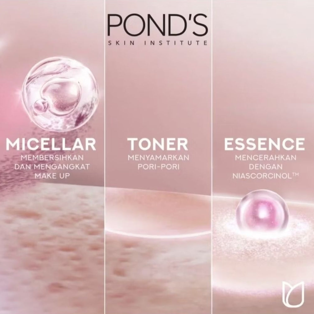 Ponds Micellar Water Miracle Niasorcinol Pembersih Makeup Mencerahkan 100 ml