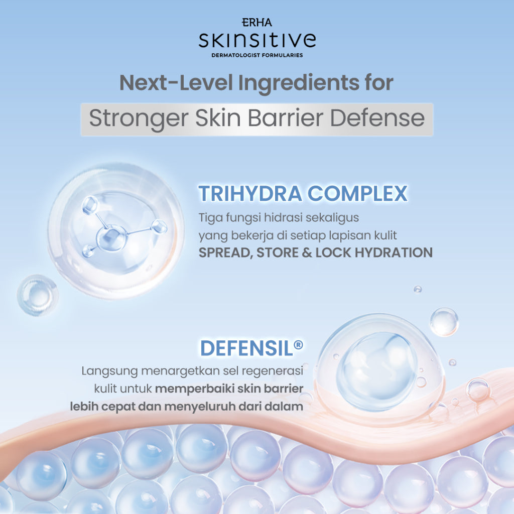 ERHA Skinsitive Ultracalm Skin Barrier Moisturizer 80ml | Pelembap Wajah Semua Jenis Kulit (Normal, Kering, Berminyak, Sensitif) | Deep Moisturize, Tekstur Ringan, Cepat Menyerap | Skin Barrier Kuat Dengan Ceramide, Panthenol, Niacinamide, Calming