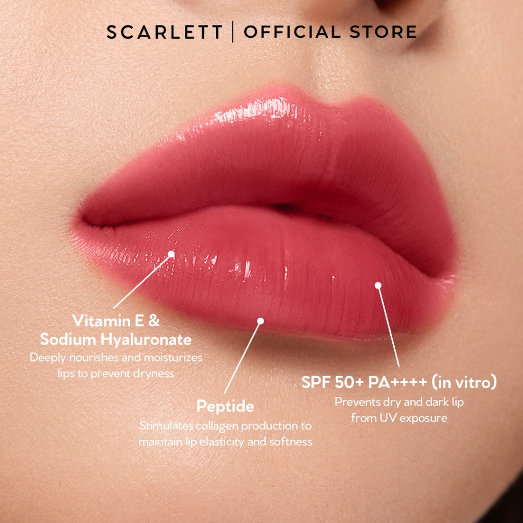 [IN VITRO SPF 50+ PA++++] SCARLETT GLASS GLOW TINTED LIP BALM - Moisturizing & hydrating, natural lip color, plumpy lips, cover bibir gelap, mencerahkan bibir | anti bibir kering dan gelap