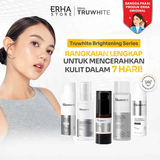 ERHA Truwhite Bundle Complete Brightening Series - Paket Lengkap 5PCS Hemat Serum, Day Night Cream Moisturizer, Toner & Face Wash Untuk Wajah Cerah Plumpy & Glowing  I Vitamin C/Vit , Niacinamide, Tranexamic Acid, Zinc Gluconate