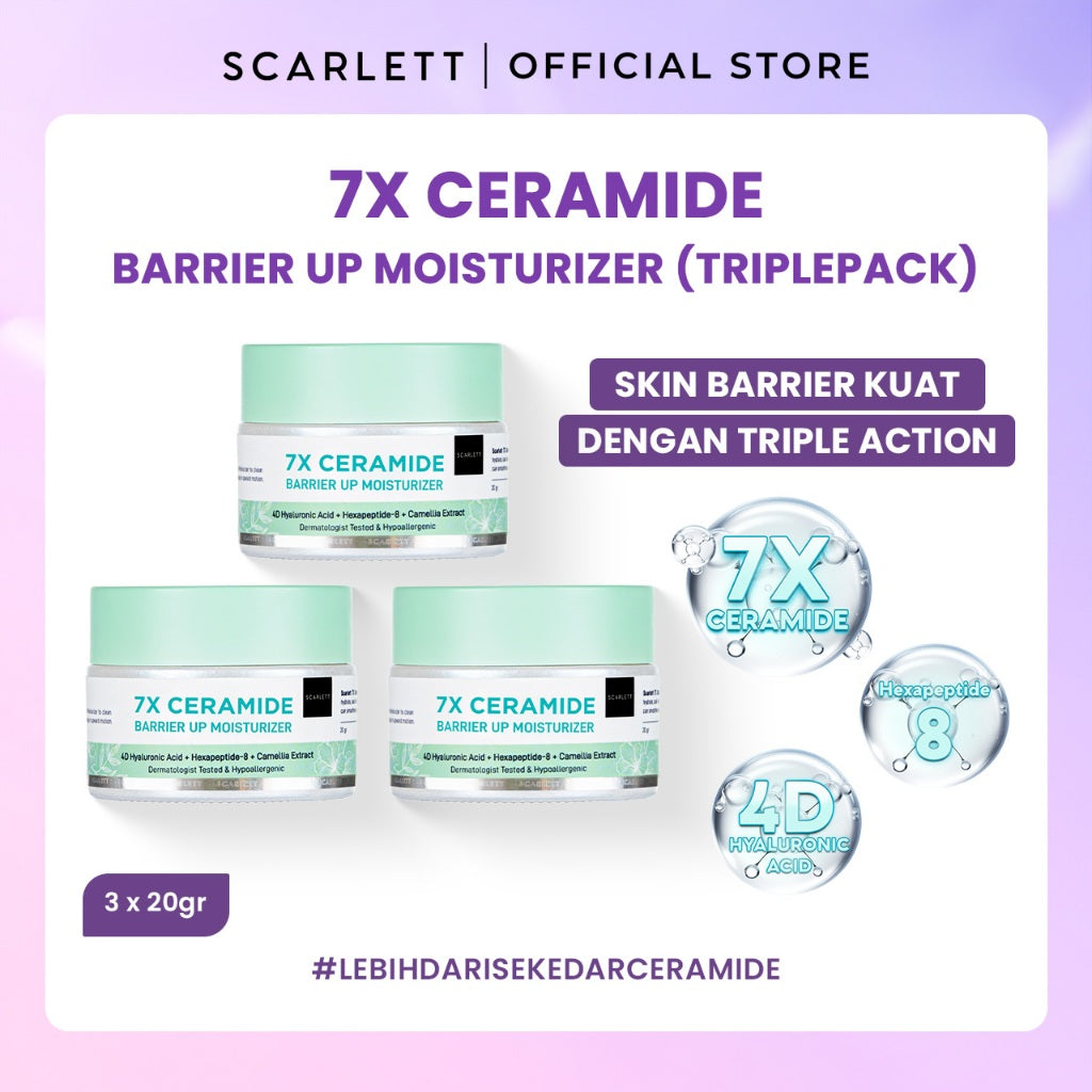 SCARLETT 7X Ceramide Moisturizer - Pelembab Wajah untuk Mencerahkan Melembabkan Memperbaiki Skin Barrier & Menghidrasi Kulit Wajah || Sensitif Skin Approved & Tidak Buat Make Up Geser