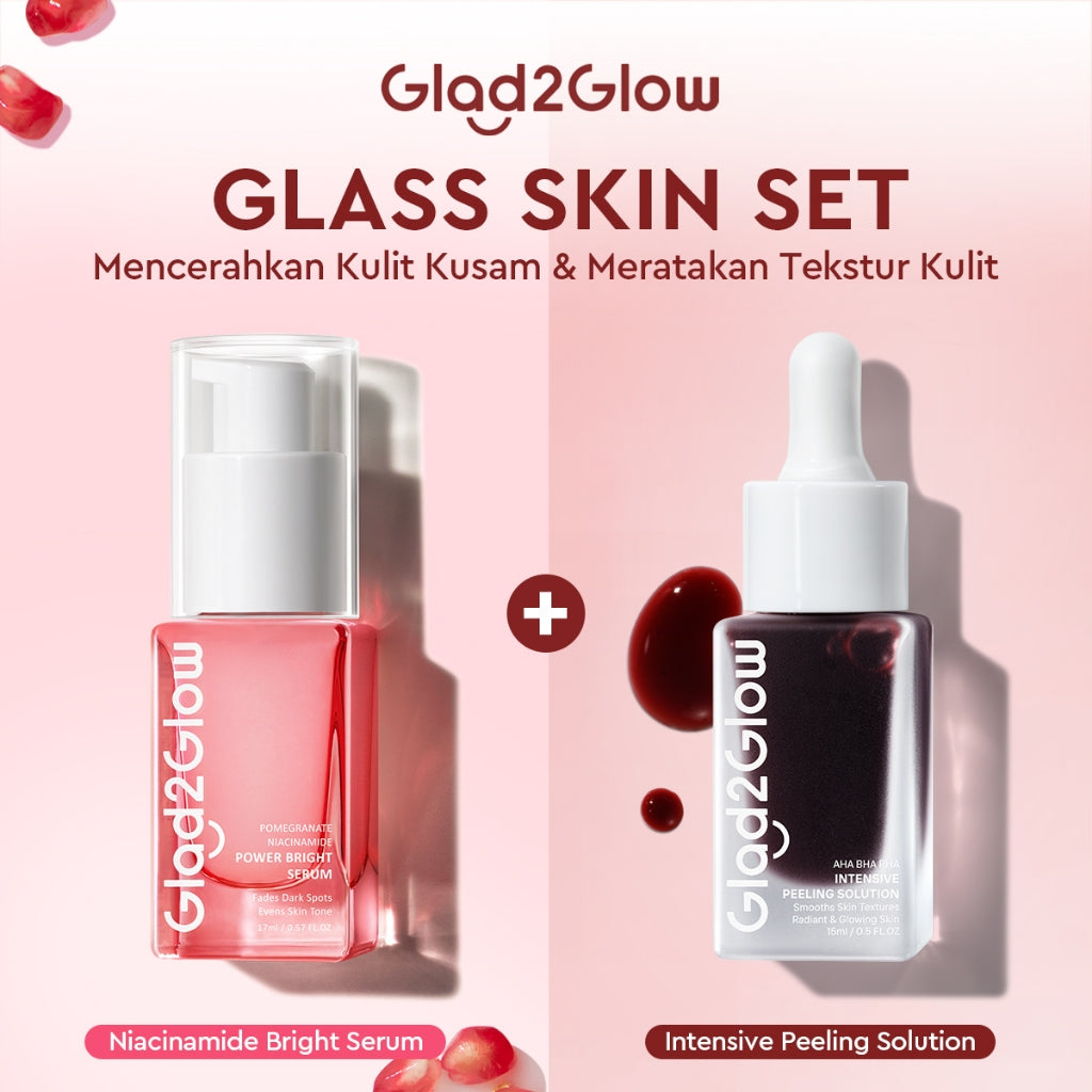 Glad2Glow Serum Series Peeling Serum Exfoliating Serum Bright Serum Glad2Glow Serum Mencerahkan Wajah Serum Pemutih Wajah Serum Retinol Serum Dark Spot Serum Acne Spot Serum Jerawat Glowing Serum Whitening Serum Brightening Serum Glow G2G Serum Niacinamid