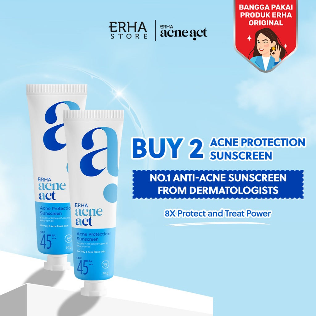 ERHA Acneact Acne Protection & Oil Control Sunscreen SPF 45+++ 30 g Sunscreen Jerawat Niacinamide