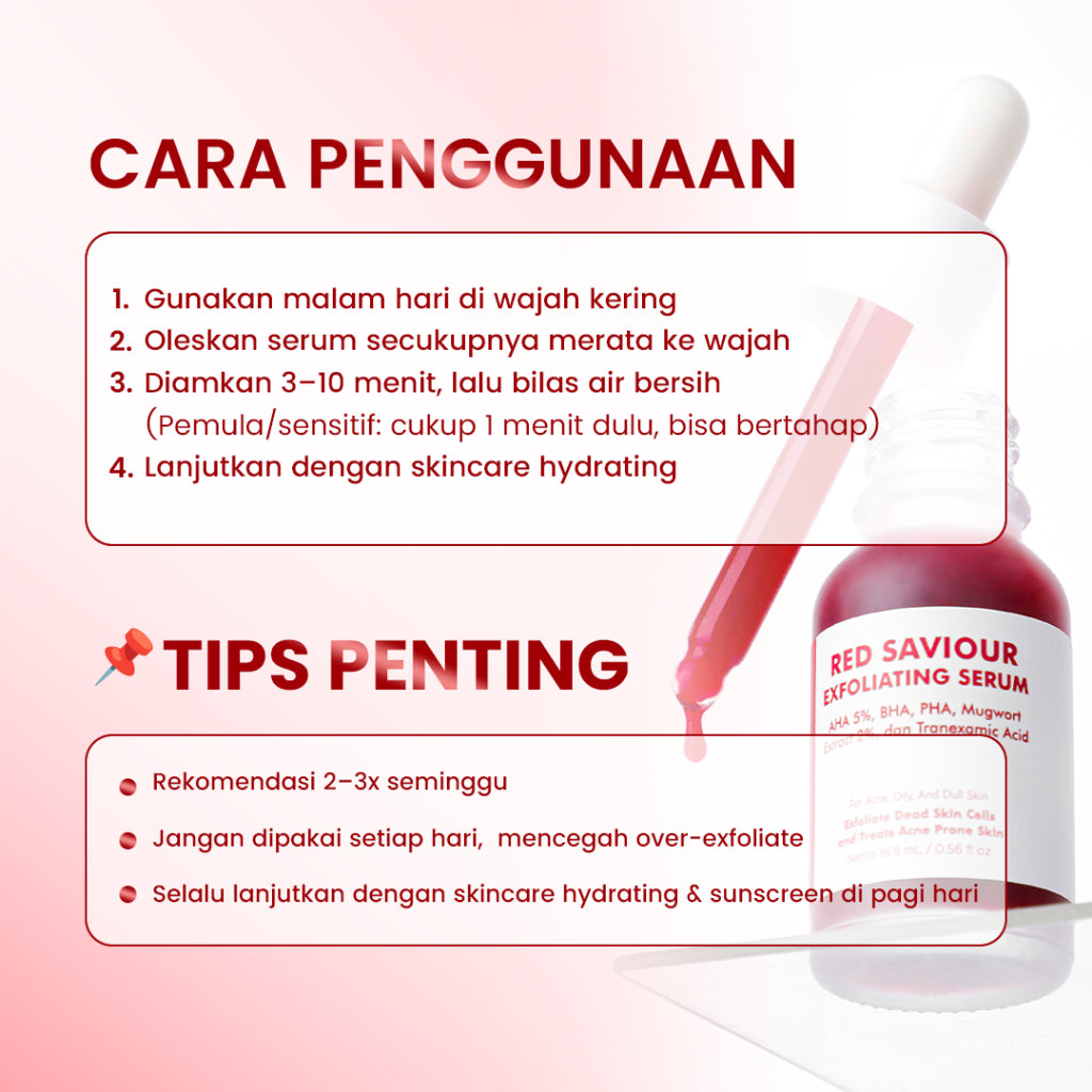 [TERLARIS] Cleora Beauty Peeling Solution Serum - Red Saviour AHA BHA PHA Eksfoliasi Wajah Berminyak Kusam Mencerahkan Skincare Acne Niacinamide Dark Spot Brightening Mengangkat Sel Kulit Mati Kotoran Mugwort Scincare Exfoliasi Perawatan Kulit Pria Wanita
