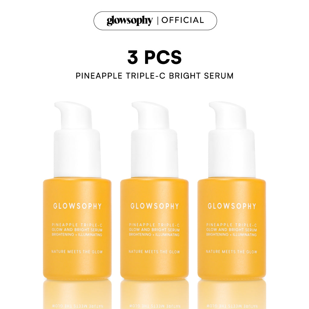 Glowsophy Pineapple Triple-C Glow 30ml Brightening Serum with Hyaluronic Acid Mencerahkan Warna Kulit Wajah Menjaga Kelembapan Wajah Meratakan Warna Kulit Menjaga Skin Barrier Whitening Brightening dengan Niacinamide Vitamin C Serum Eksfoliasi Wajah