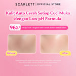 SCARLETT Low pH Glow Bright Gel Cleanser-Facial Wash Gentle Formula, Kulit Tidak Ketarik, Low pH Sensitive Skin Friendly, Repair Skin Barrier, Instant Tone Up, Mencerahkan, Pencerah Wajah, Niacinamide & Peach Extract. Scarlett Official Store