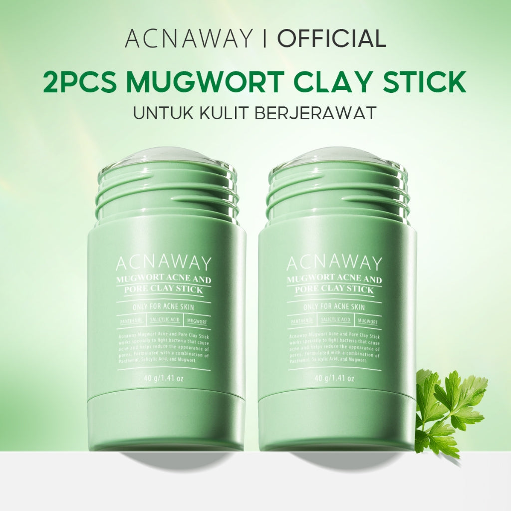 ACNAWAY Mugwort Acne & Pore Clay Mask Stick – Clay Stick Masker Wajah untuk Jerawat, Komedo, & Pori Mengangkat Sebum & Mengecilkan Pori | Panthenol + Salicylic Acid + Mugwort Mask | Masker Acne Prone Skin & Bekas Jerawat Face Mask Acne Mask Sleeping Mask