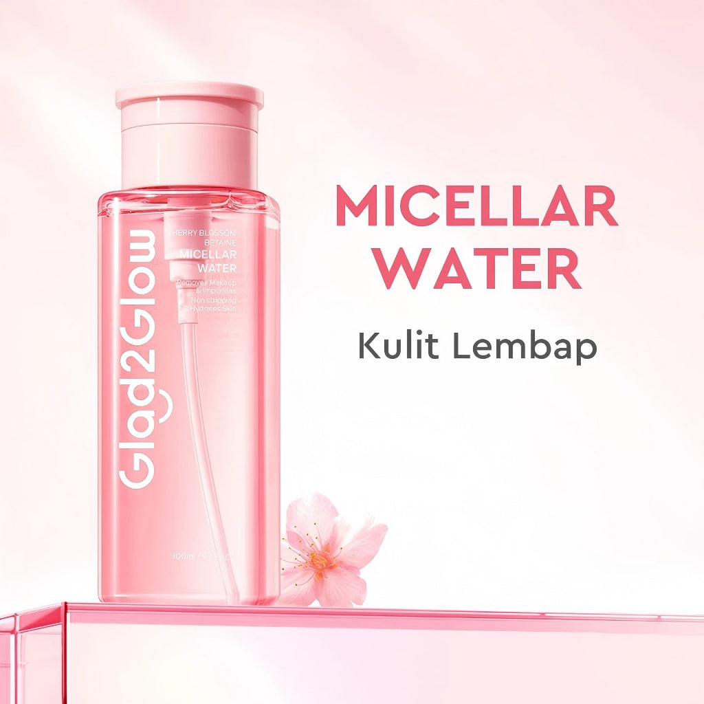 [READY STOCK] Glad2Glow Cherry Blossom Micellar Water 300ml Untuk Semua Kulit Lembut cleansing oil Penghapus Makeup Waterproof Hapus Riasan Tahan Air dengan Centella dan Tanpa Iritasi untuk Kulit Sensitif dan Berjerawat g2glow official store
