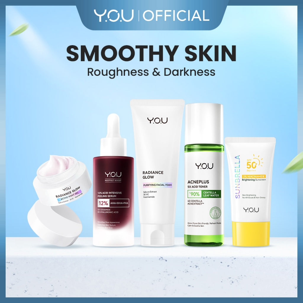 YOU 5in1 Paket Skincare Set 5pcs Radiance Glow, Radiance Up, Acneplus, Peeling Serum, Retinol,  Sunbrella