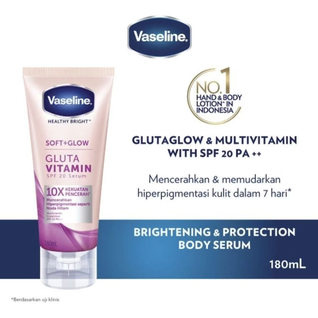 Vaseline Healthy Bright Soft + Glow Serum Pelembap Tubuh SPF 20 180 ml