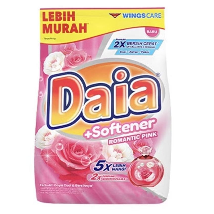 Daia Deterjen Bubuk + Pelembut Pakaian Romantic Pink 470 g