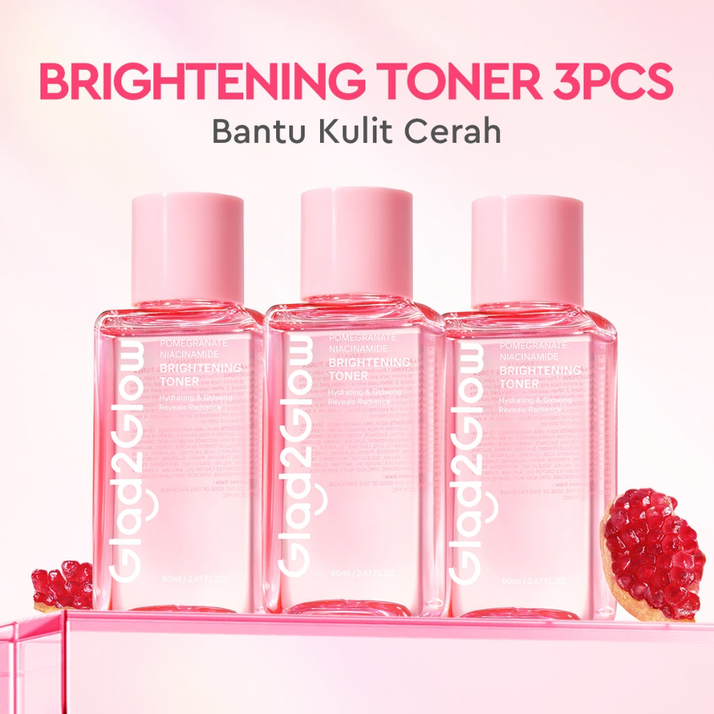 Glad2Glow Pomegranate Niacinamide Brightening Tonertoner badan face mist hydrating toner centellaToner eksfoliasi wajah glycocid acid glycolic acid combo brightening agent Mencerahkan dan meratakan warna kulit Memberikan efek glowing g2glow official store