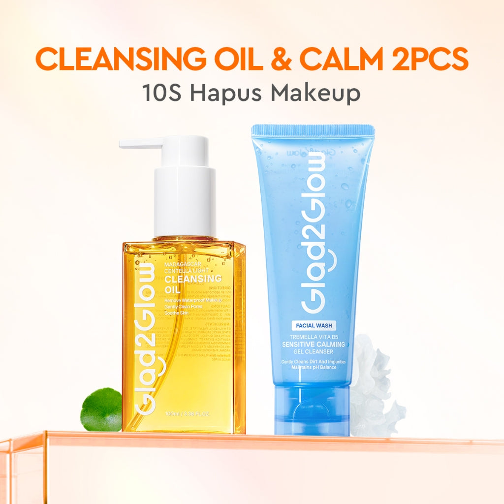 [Ready Stock]Glad2Glow Madagascar Centella Light Cleansing Oil 100ml/200ml micellar water pembersih wajah Penghapus riasan lembut tanpa iritasi Menghapus riasan tahan air dengan cepat dan menyegarkan muka wajah g2glow official store