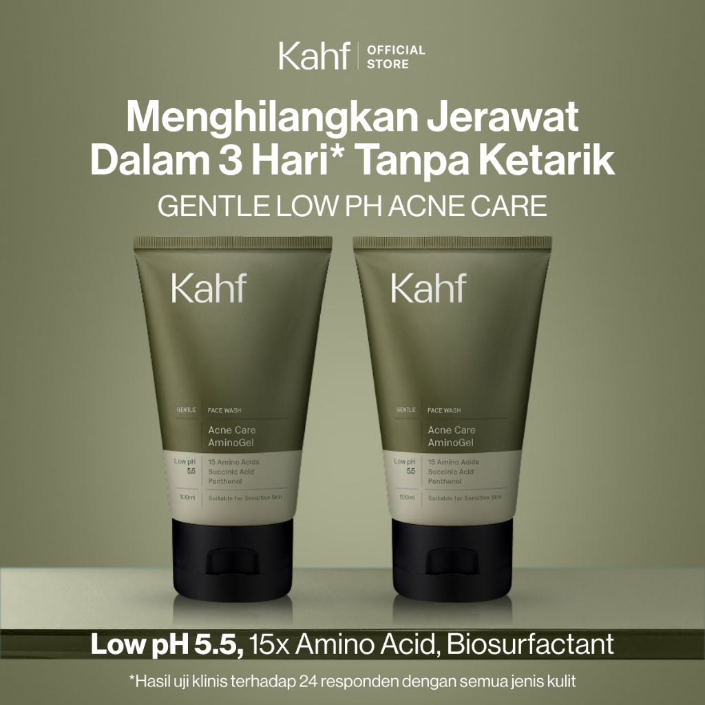 Twin Pack Kahf Face Wash Acne and Pore Cleanse Scrub 100 ml - 2 pcs Sabun Cuci Muka Pria dengan Scrub untuk Melawan Jerawat - Suitable for Daily Use