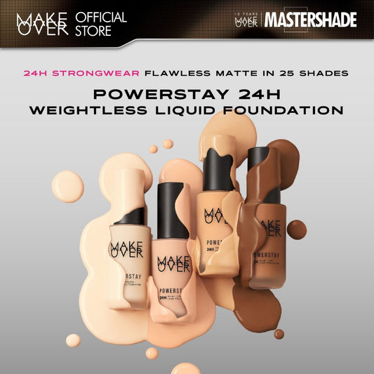 [SPECIAL 11.11] MAKE OVER Powerstay 24H Weightless Liquid Foundation - High Coverage Wajah Flawless Ringan Poreless Oil Control Make Up Tahan Lama 24 Jam BEST SELLER Somethin Time Less w Maybe Euphoria