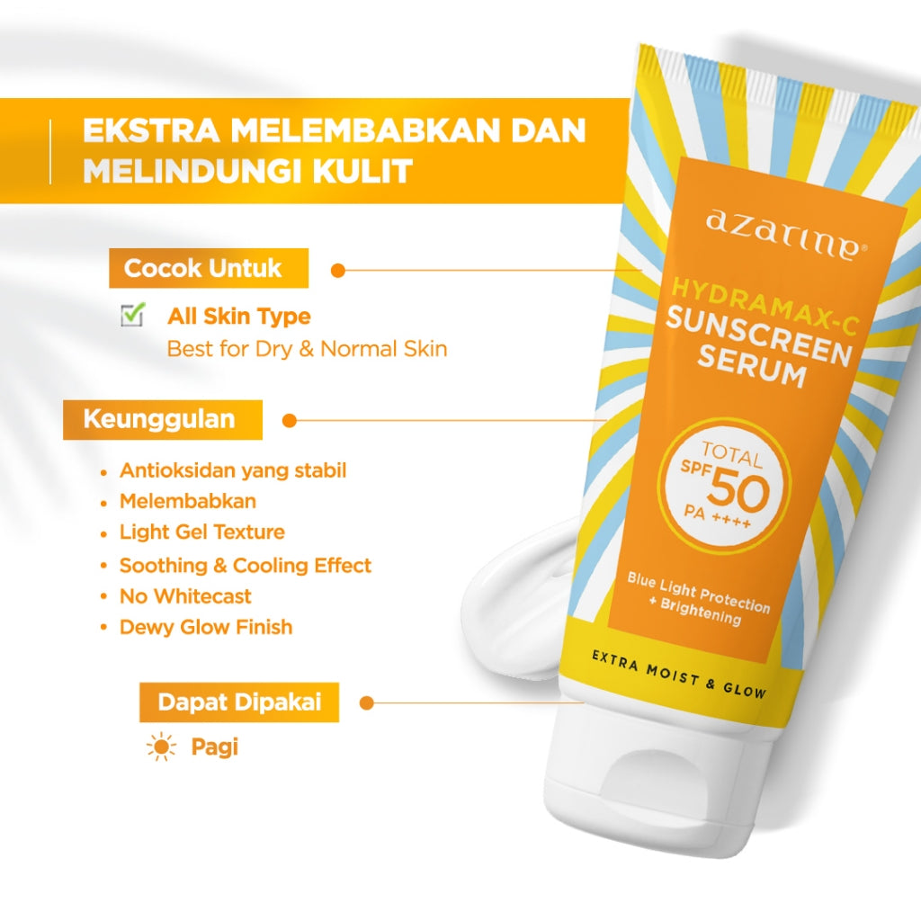 Azarine Double Sun Protection [2 PCS] Glowkiss Sunscreen Lipbalm + Sunscreen Pelembab Bibir SPF 35 PA +++ dengan Ceramide, Peptide, Vitamin C Membantu Mencerahkan Menghidrasi dan Melindungi Bibir dari Sinar UV
