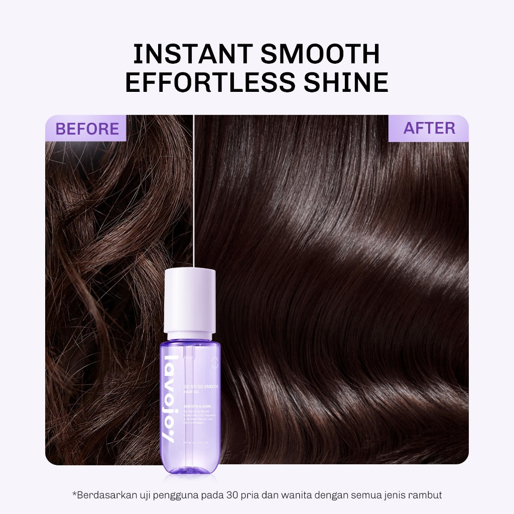 Lavojoy So So So Smooth Hair Oil 80ml  – Hair Oil Rambut Kering & Kusut, Melembutkan, Mengurangi Rambut Mengembang, Perlindungan Rambut Dari Panas Berlebih, Dengan 9 Natural Oils & Vitamin E