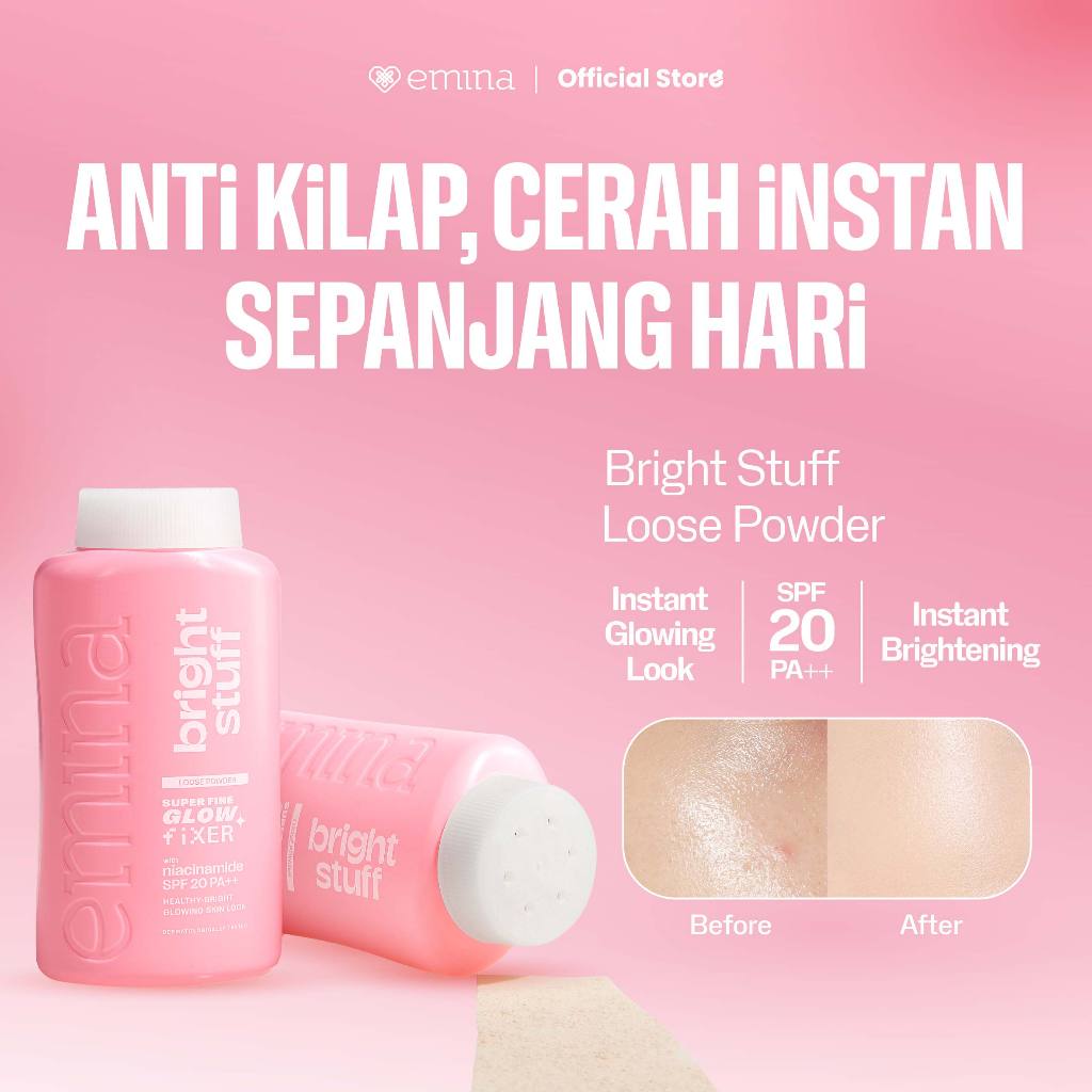 [SPECIAL 11.11] NEW! Emina Bright Stuff Loose Powder 55 g - Bedak Tabur Cerah Instan, Hasil Matte, Oil Control