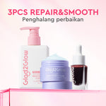 Glad2Glow bundle 3in1 paket Skincare- Moisturizer+Serum+Cleanser- Face Wash  Glowing Kit Dark Spot Acne Kit Mencerahkan warna kulit Menghilangkan jerawat Anti penuaan kulit halus Mencerahkan bintik hitam Beauty Sets & Packages g2glow official store