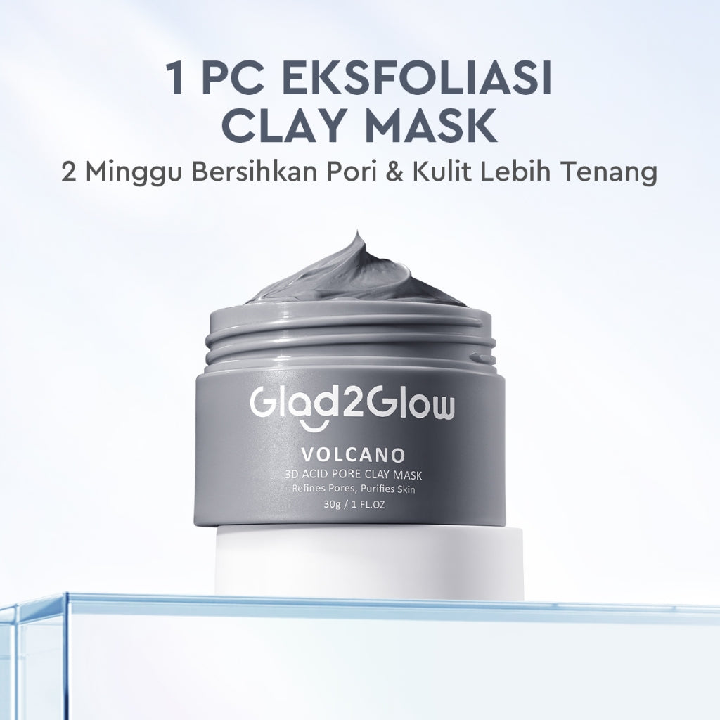 Glad2Glow Volcano 3D Acid Pore Clay Mask Masker Wajah Masker Glad2Glow Masker Komedo Dan Pori Pori Wajah Deep Pores Cleansing Masker Organik Clay Mask Clay Masker Mud Mask Face Masker Jelly Mask Sheetmask Wash Off Mask Masker Jerawat G2Glow Official Store