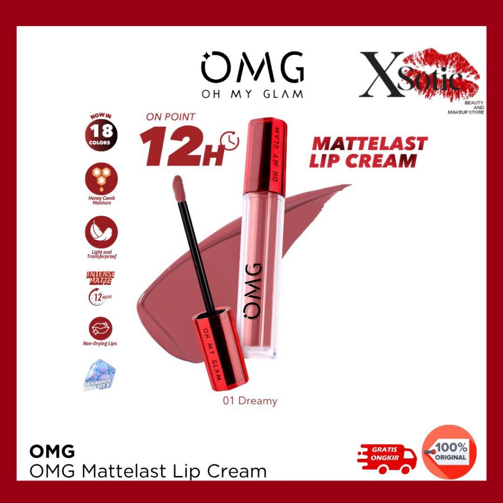 OMG OH MY GLAM MATTELAST LIP CREAM 2.9 G LIPSTICK  MATTE DENGAN WARNA INTENSE TAHAN LAMA & RINGAN
