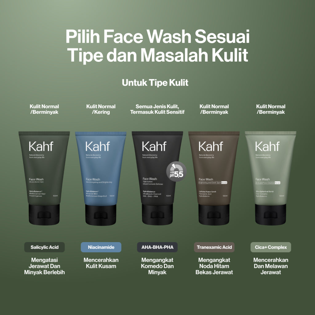 Twin Pack Kahf Face Wash Oil and Acne Care 100 ml - 2 pcs Sabun Cuci Muka Pria untuk Membantu Lawan Jerawat dan Kontrol Minyak - Suitable for Daily Use