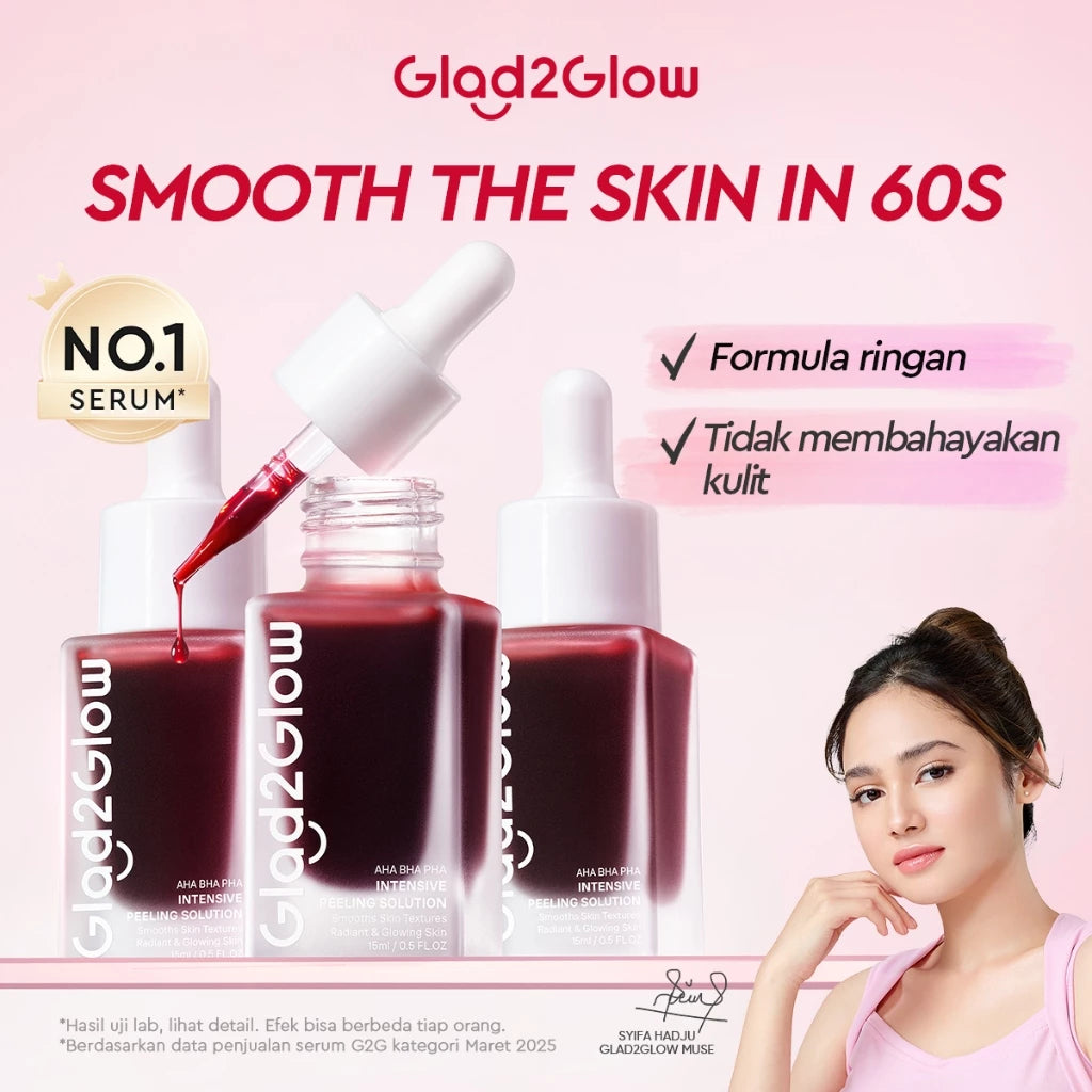 Glad2Glow Serum Series Peeling Serum Exfoliating Serum Bright Serum Glad2Glow Serum Mencerahkan Wajah Serum Pemutih Wajah Serum Retinol Serum Dark Spot Serum Acne Spot Serum Jerawat Glowing Serum Whitening Serum Brightening Serum Glow G2G Serum Niacinamid