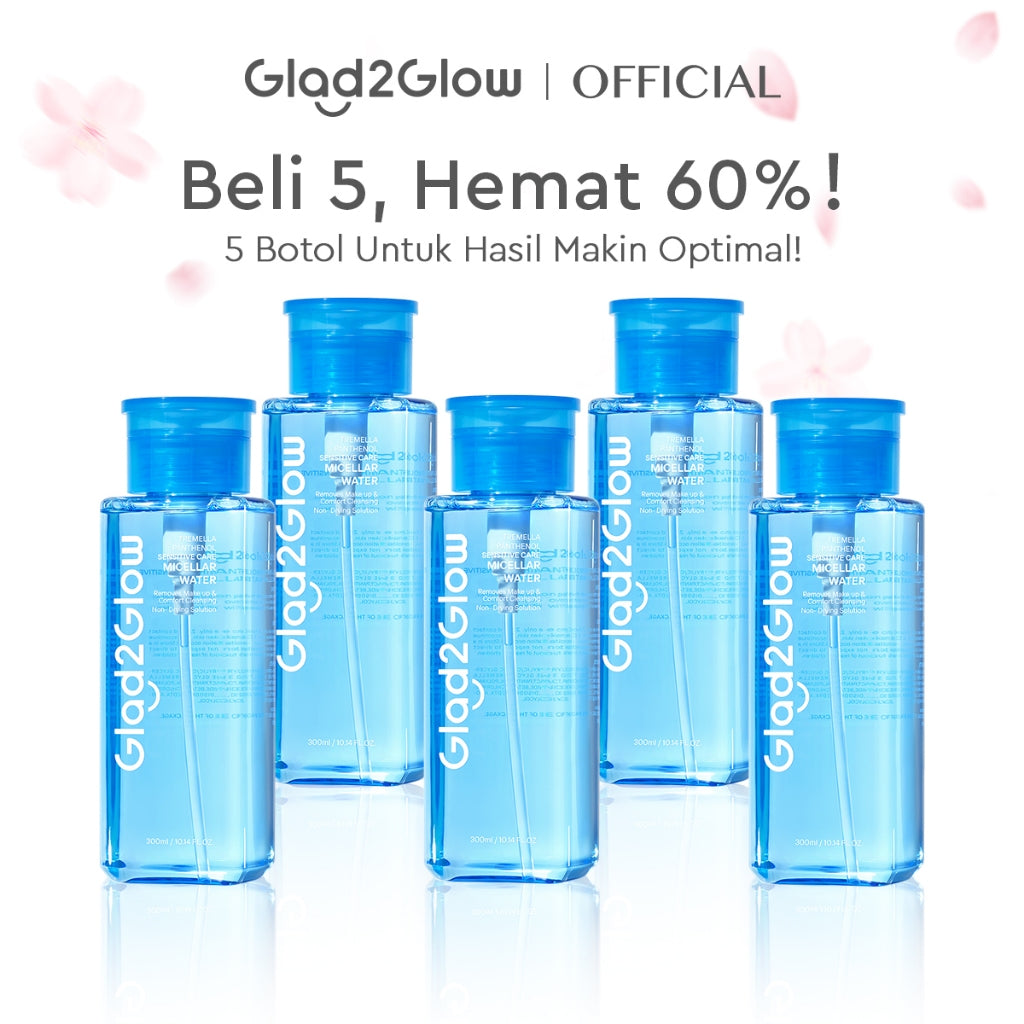 [Hemat 5PCS]Glad2Glow Micellar Water 300ml cleansing oil cleansing balm micellar centella salycilic acid remover pembersih double cleansing pembersih make up make up remove cleanface facial wash Menghilangkan jerawat Penghapus riasan g2glow official store