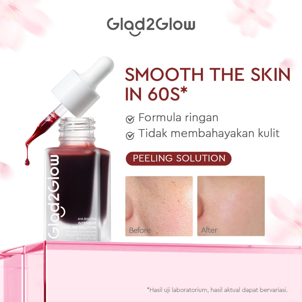 Glad2Glow Peeling Solution Serum Eksfoliasi Wajah 60S Menghaluskan Kulit Anda AHA BHA PHA Intensive serum vitamin c serum wajah white serum wajah glowing dan putih peeling exfoliating serum niacinamide Bahkan warna kulit kulit halus g2glow official store