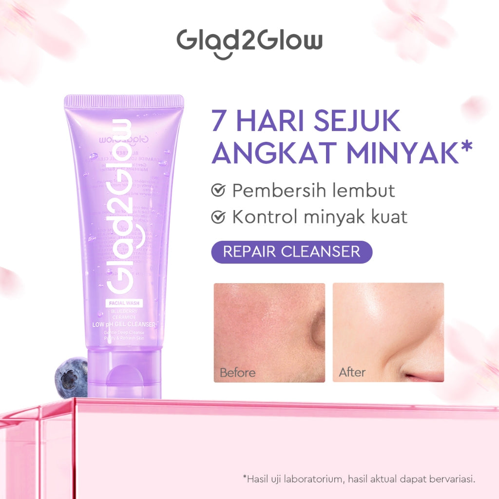 Glad2Glow Facial Cleanser Series-Facial Wash Low PH Gel Centella Mencerahkan Pencerah Wajah Anti Jerawat Penuaan Hilangkan Flek & Tenangkan face wash Pembersih Wajah Membersihkan kotoran dan minyak Menjaga pelindung kulit Mengobati g2glow official store