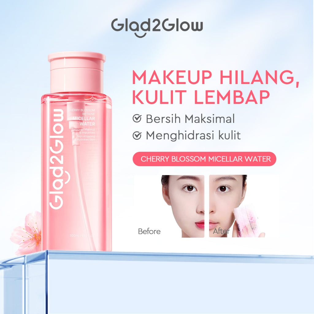 [READY STOCK]Glad2Glow Micellar Water 300ml cleansing oil cleansing balm micellar centella salycilic acid remover pembersih double cleansing pembersih make up make up remove cleanface facial  Menghilangkan jerawat Penghapus riasan g2glow official store