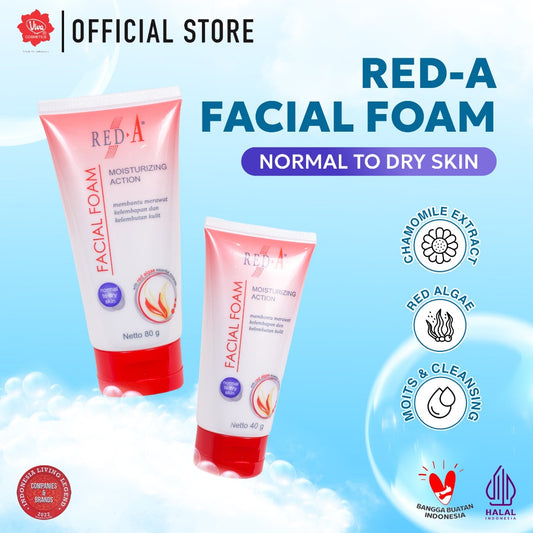 Red-A Facial Foam For Normal To Dry with Moisturizer Complex, Chamomile & Red Algae Extract (tersedia 40 Gr & 80 Gr )