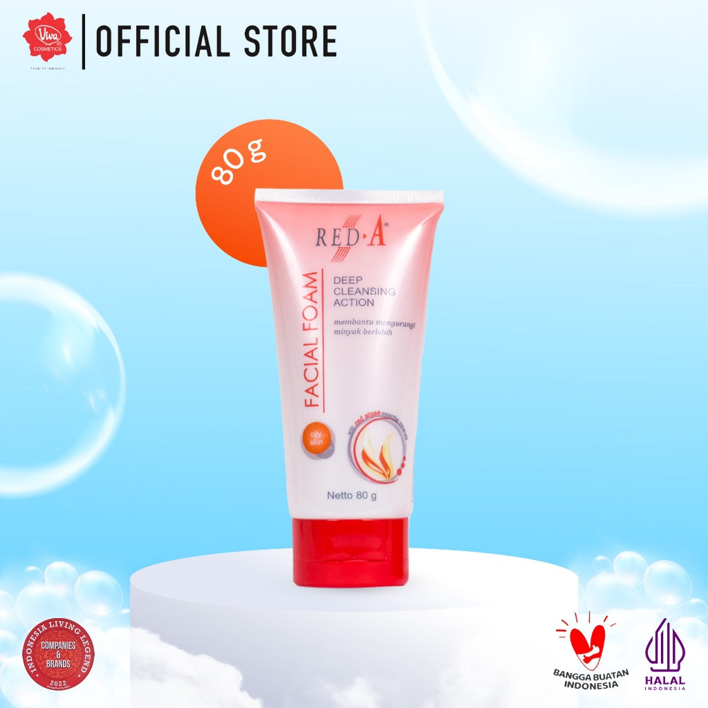 Red-A Facial Foam for Oily Skin with Oil Absorbent & Red Algae Extract (tersedia 40 Gr & 80 Gr)