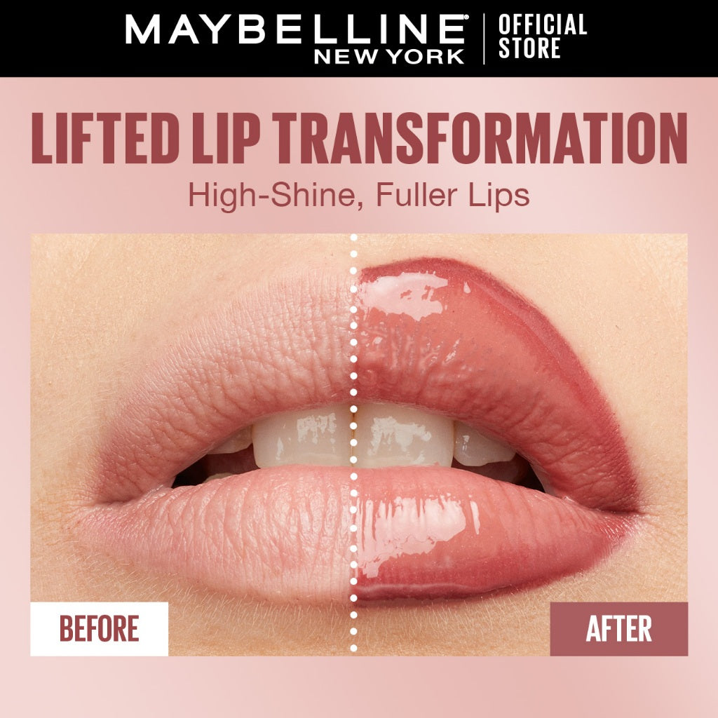 MAYBELLINE OFFICIAL Lifter Gloss Plump Make Up - 5.4ml Lip Gloss Hydrating Hyaluronic Acid