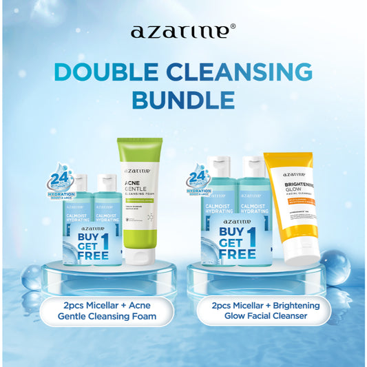 Azarine Double Cleansing Bundle [2 PCS] Calmoist Micellar Water + Face Wash Pembersih Wajah Tanpa Residu Menghidrasi Kulit dan Tidak Pedih di Mata