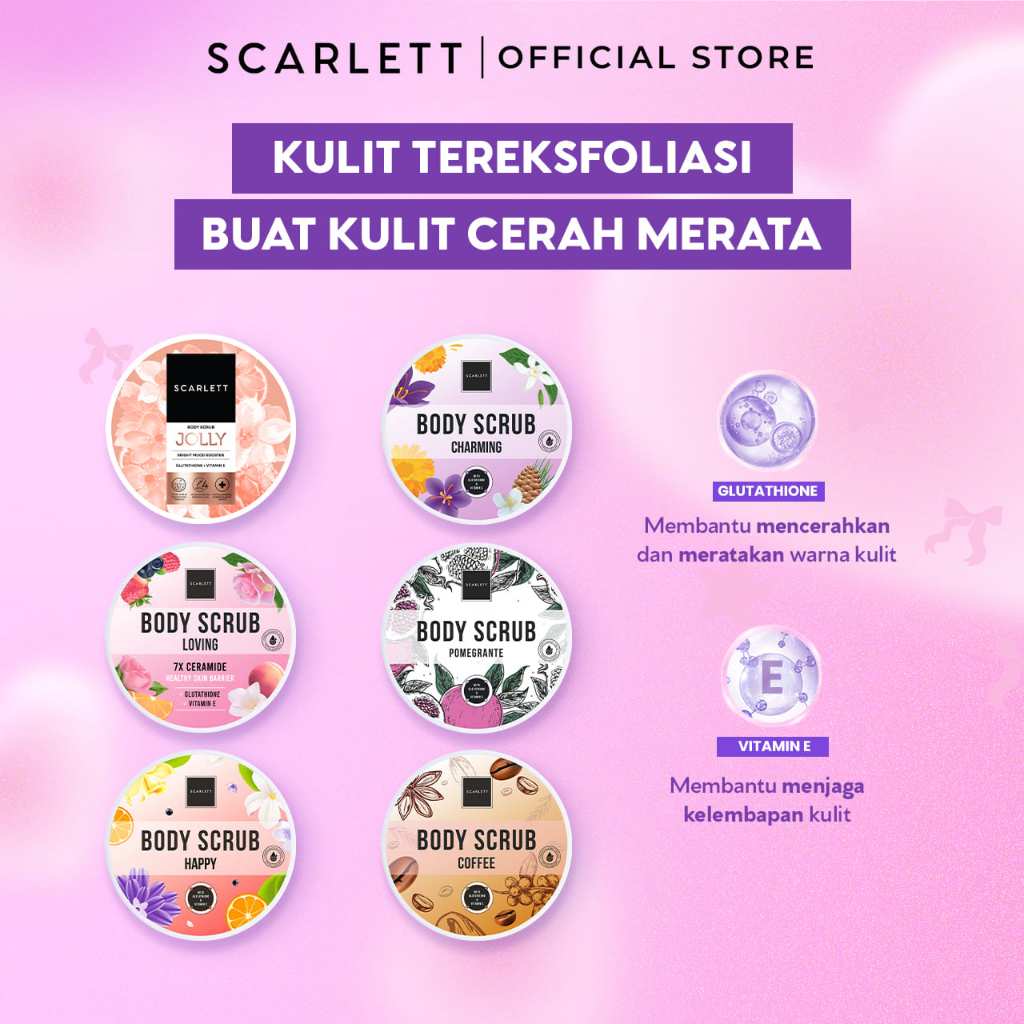 SCARLETT Top Picks Glow Body Care Series 5in1 Body Scrub + Shower Gel/Shower Scrub + Exfoliate + Body Serum + Body Lotion Paket Lengkap Fragrance Body Care | Aroma Wangi Mewah Tahan 12 Jam Mencerahkan Melembabkan Menutrisi Kulit