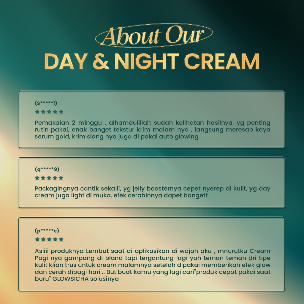 Glowsicha Bundle 2in1 Bright Day Cream Night Cream Jelly Booster - Paket Lengkap Krim Mencerahkan Wajah Siang dan Malam Dengan Niacinamide tone up cerah moisturizer Pelembab Bercahaya brightening wajah cream whitening skincare glowing Membantu moist