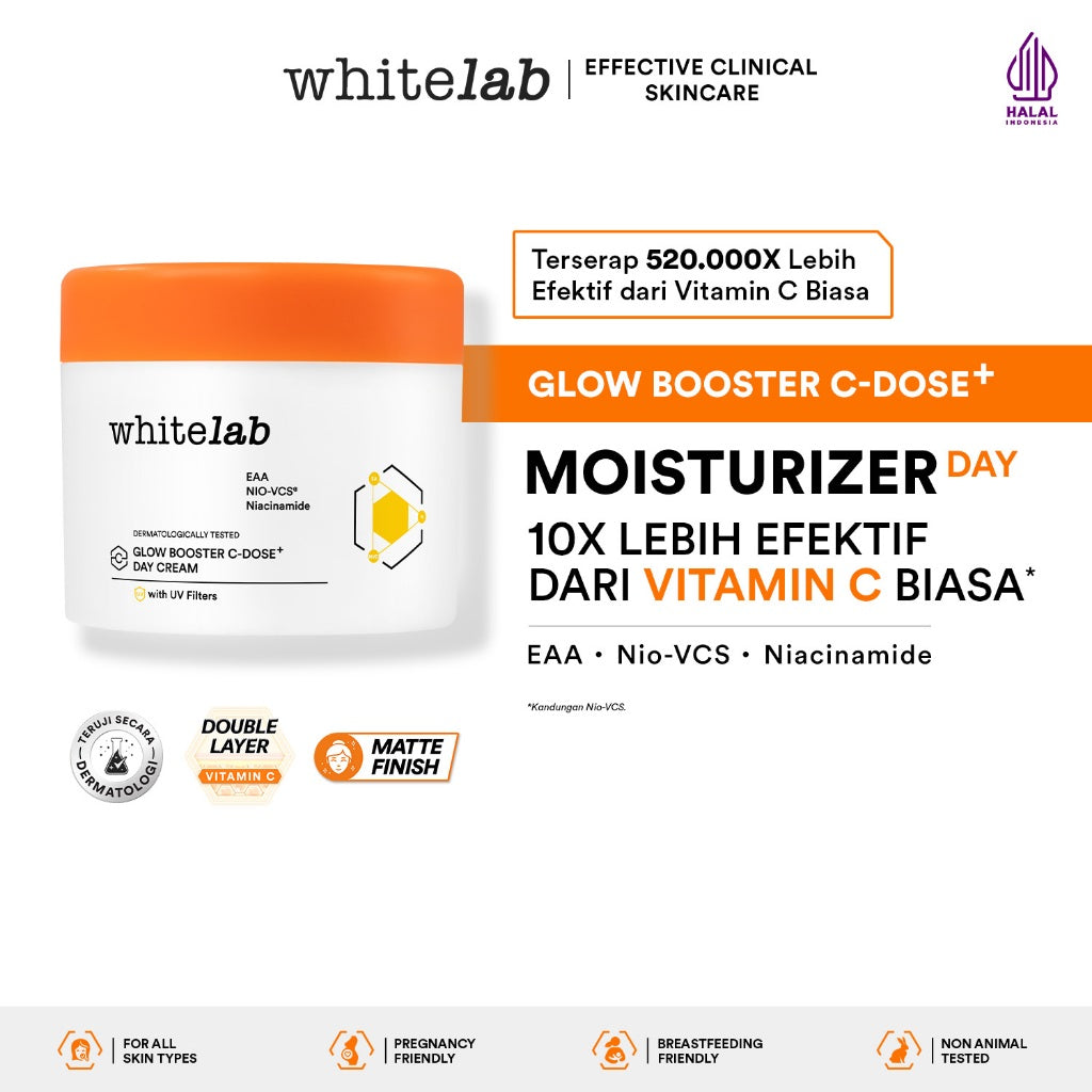 Whitelab 5 pcs Glow Booster C-Dose+ Brightening Paket Wajah - Facial Wash, Toner, Serum, with Day Cream & Moisturizer Paket Skincare