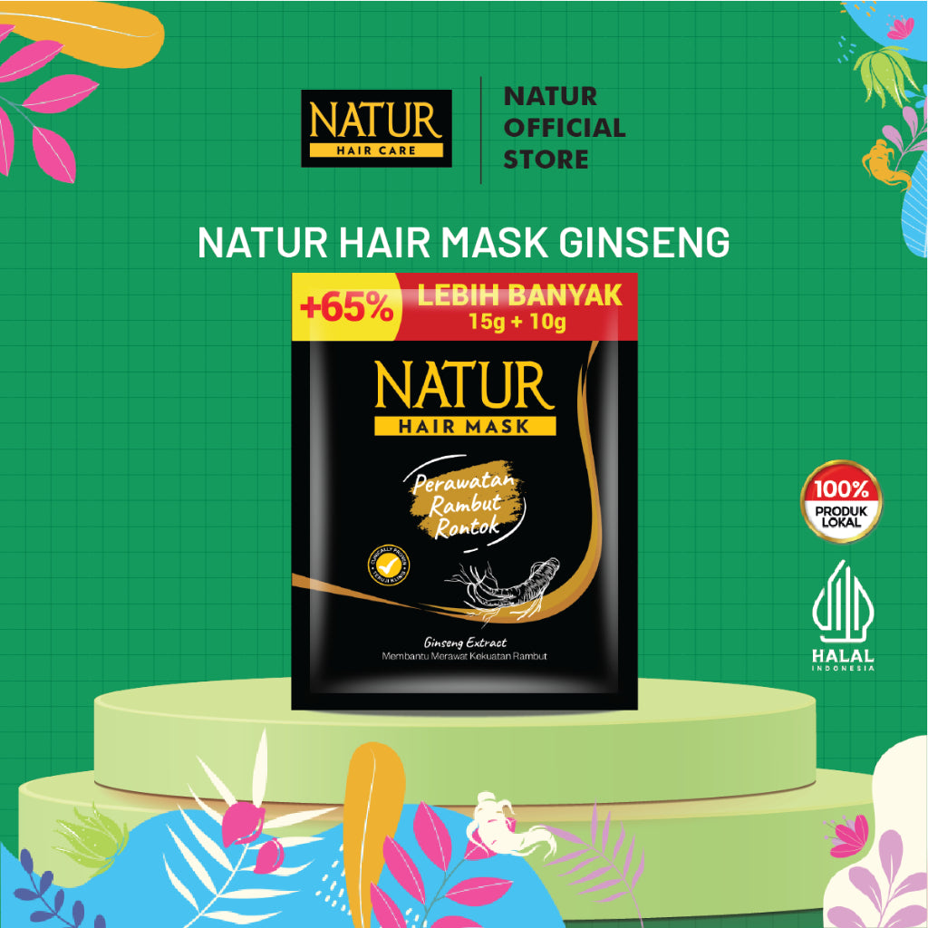 Natur Hair Mask Ginseng - Masker Rambut Rontok / Anti Hair Fall / Menguatkan Akar Rambut