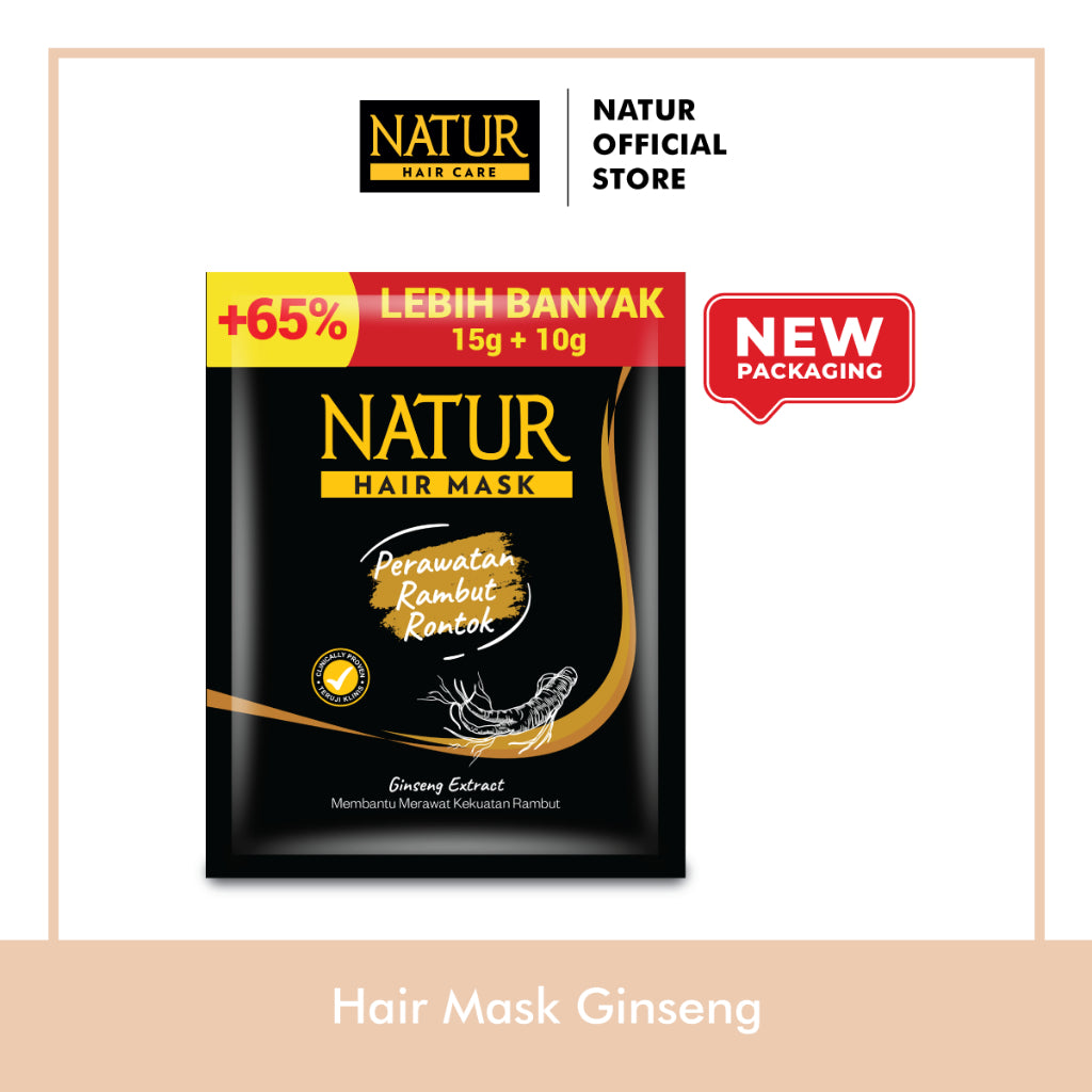 Natur Hair Mask Ginseng 5 (Lima) Pcs - Paket Masker Merawat Kekuatan Rambut / Anti Hair Fall / Mengurangi Rambut Rontok